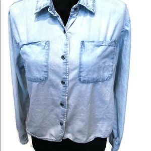 🌻Vanilla star acid washed high low cotton shirt m